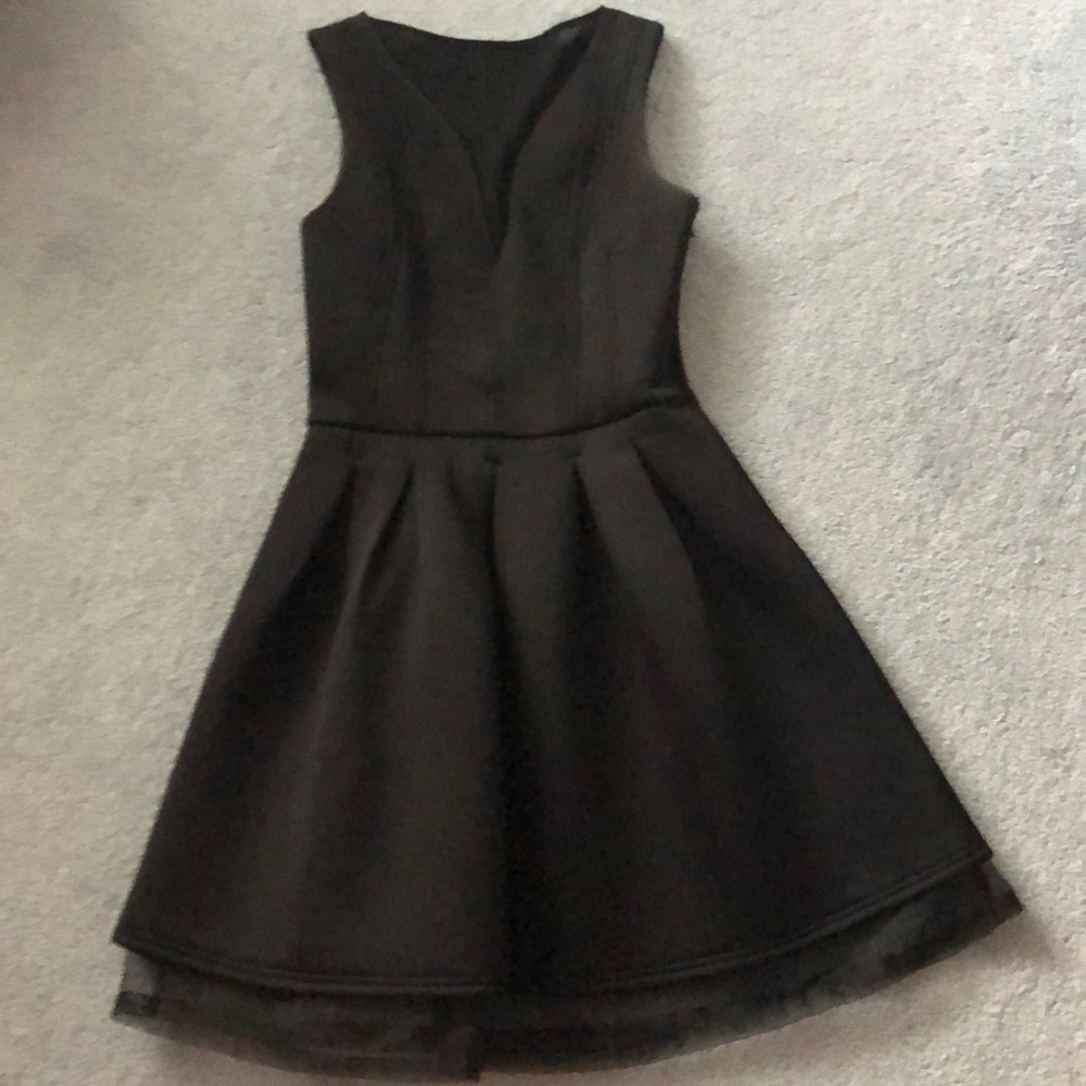 ASOS Structured Black Dress with Tulle UnderSkirt